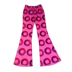Phish Donut Pink Purple Stretch Bell Bottom Flare Leggings, Sz Sm, NEW